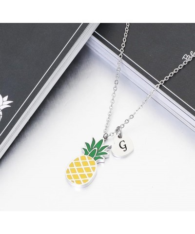 Pineapple Gift Initial Charm Necklace with Message Card Be a Pineapple Stand Tall Wear a Crown Inspirational Gift for Women G...