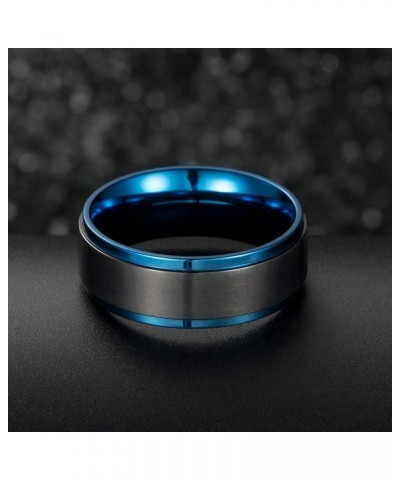 Couple Rings Black Matching Ring 1.5ct CZ Women Wedding Ring Sets for Him and Her Ring Sets Moon Ring Blue women size8 & men ...