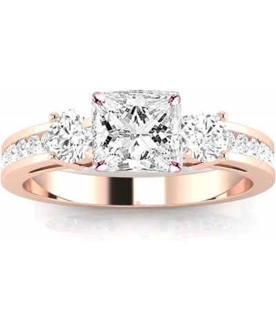 1.11 Carat 3 Stone Channel Set Princess Cut Diamond Engagement Ring with a 0.50 Carat GIA Certified Princess Cut K Color VS2-...