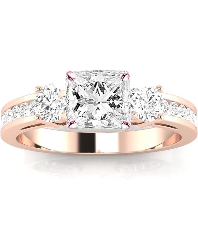 1.11 Carat 3 Stone Channel Set Princess Cut Diamond Engagement Ring with a 0.50 Carat GIA Certified Princess Cut K Color VS2-...