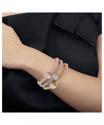 Multilayer Bracelets for Women 3PCS Gold/Silver/Rose Gold Bracelets set for Women Multi layer Elastic Bracelets for Women wit...