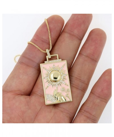 Geometric Big Pendant Necklace Tarot Cards Woman's Jewelry Gold Filled Square Symbolic Necklaces & Pendants Sun Moon Mermaid ...