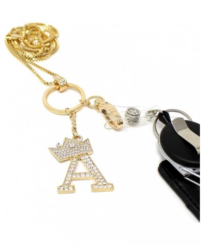 Unisex A to Z Initial Letter Pendant Lanyard Necklace with Keyring/ID Holder Hook Gold-a $11.95 Necklaces