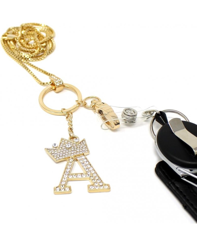 Unisex A to Z Initial Letter Pendant Lanyard Necklace with Keyring/ID Holder Hook Gold-a $11.95 Necklaces