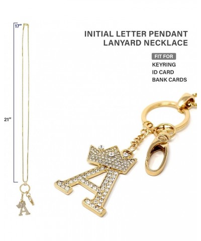 Unisex A to Z Initial Letter Pendant Lanyard Necklace with Keyring/ID Holder Hook Gold-a $11.95 Necklaces