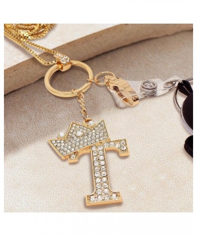 Unisex A to Z Initial Letter Pendant Lanyard Necklace with Keyring/ID Holder Hook Gold-a $11.95 Necklaces