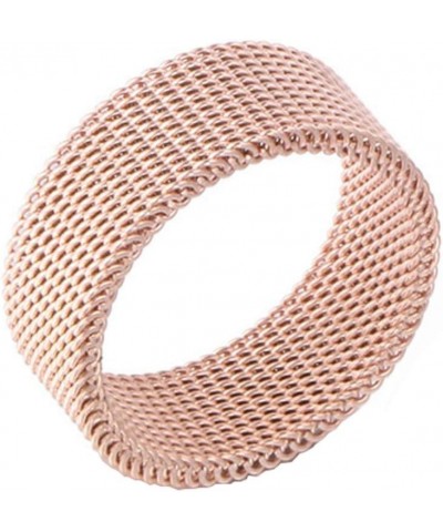 Men Women Stainless Steel Fashion Weave Braided Mesh Ring Engagement Wedding Promise Rose Gold(8MM) $6.66 Rings