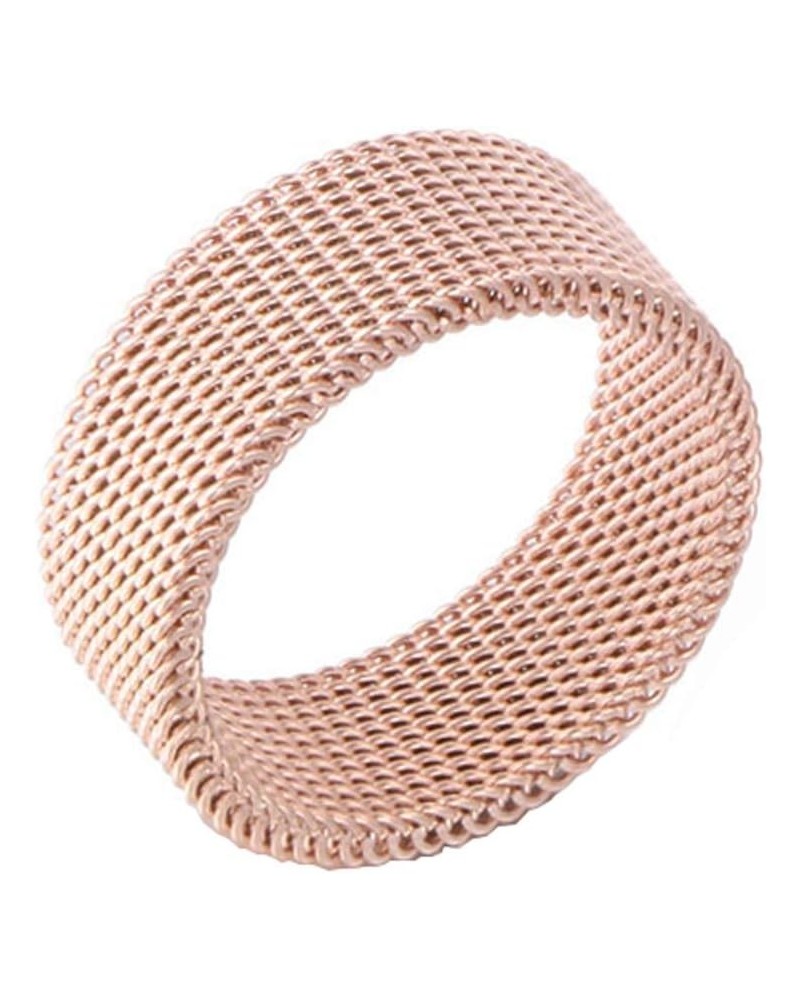 Men Women Stainless Steel Fashion Weave Braided Mesh Ring Engagement Wedding Promise Rose Gold(8MM) $6.66 Rings