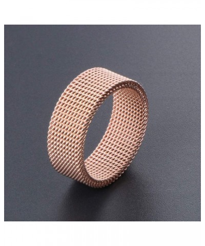 Men Women Stainless Steel Fashion Weave Braided Mesh Ring Engagement Wedding Promise Rose Gold(8MM) $6.66 Rings