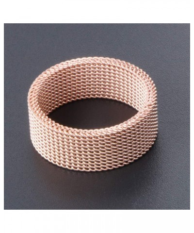 Men Women Stainless Steel Fashion Weave Braided Mesh Ring Engagement Wedding Promise Rose Gold(8MM) $6.66 Rings