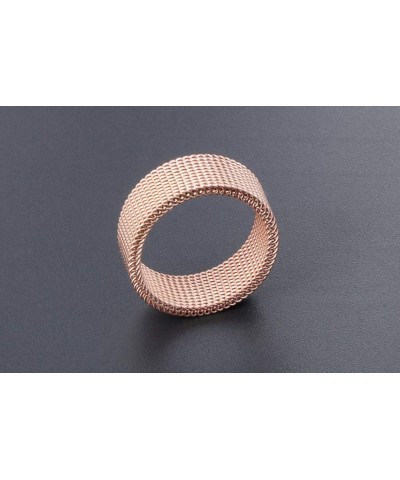 Men Women Stainless Steel Fashion Weave Braided Mesh Ring Engagement Wedding Promise Rose Gold(8MM) $6.66 Rings