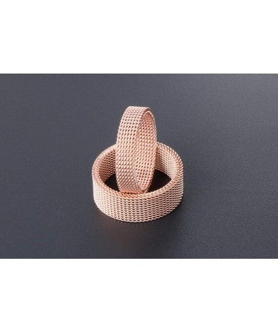 Men Women Stainless Steel Fashion Weave Braided Mesh Ring Engagement Wedding Promise Rose Gold(8MM) $6.66 Rings