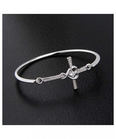 Christian Bracelet Infinity Love Heart God Cross Bracelet Crystal Sideway Cross Bangle Religious Gift for Women Silver $9.52 ...