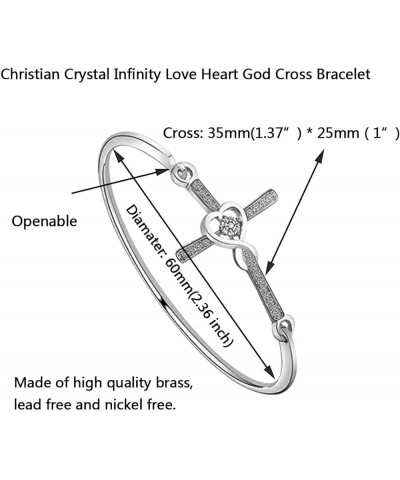 Christian Bracelet Infinity Love Heart God Cross Bracelet Crystal Sideway Cross Bangle Religious Gift for Women Silver $9.52 ...