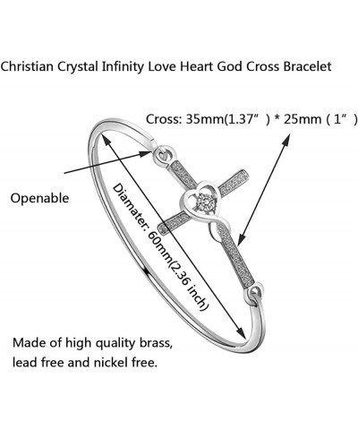 Christian Bracelet Infinity Love Heart God Cross Bracelet Crystal Sideway Cross Bangle Religious Gift for Women Silver $9.52 ...