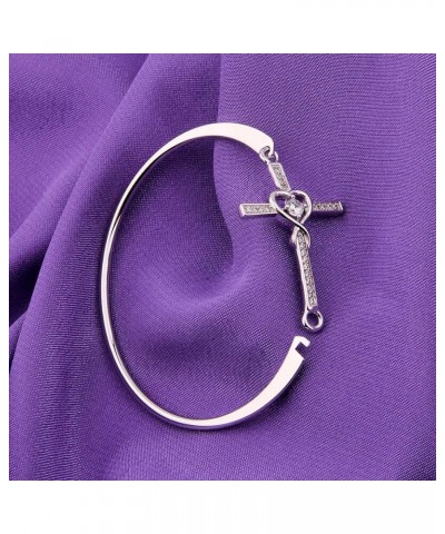 Christian Bracelet Infinity Love Heart God Cross Bracelet Crystal Sideway Cross Bangle Religious Gift for Women Silver $9.52 ...