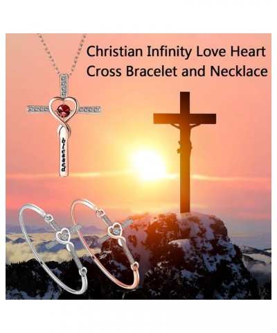 Christian Bracelet Infinity Love Heart God Cross Bracelet Crystal Sideway Cross Bangle Religious Gift for Women Silver $9.52 ...