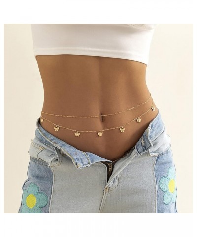 Layered Waist Chain for Women Belly Chain Jewelry for Girls Trendy Butterfly Belly Chain for Summer Beach Gold Body Chain Jew...