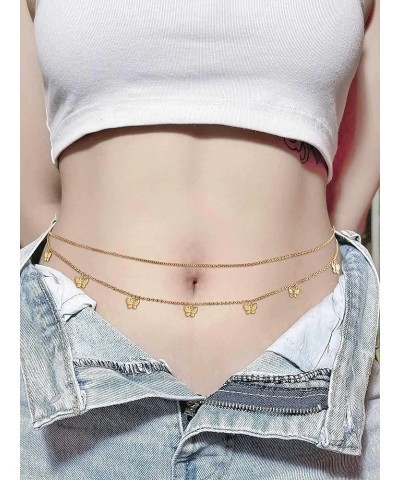 Layered Waist Chain for Women Belly Chain Jewelry for Girls Trendy Butterfly Belly Chain for Summer Beach Gold Body Chain Jew...