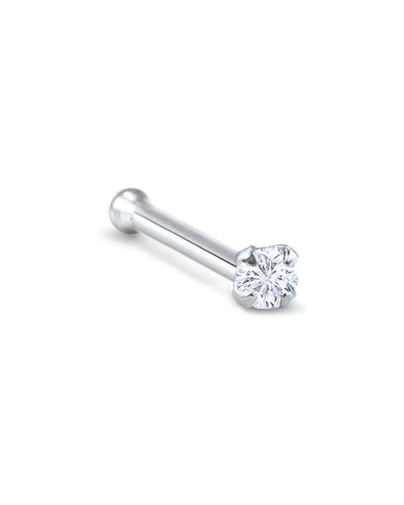 14k White Gold Nose Bone 7mm Post 1.5mm, 2mm, 2.5mm, or 3mm Round CZ 22G 20G 18G 2.0mm CZ-22G $16.72 Body Jewelry