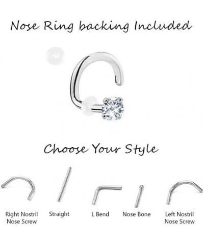 14k White Gold Nose Bone 7mm Post 1.5mm, 2mm, 2.5mm, or 3mm Round CZ 22G 20G 18G 2.0mm CZ-22G $16.72 Body Jewelry