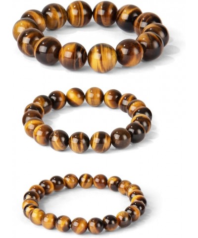 10mm/12mm Natural Gemstone Tiger Eye Stone Bracelet Healing Stretch Yoga Beaded Bracelet Suitable Gift for Men Women Boutique...