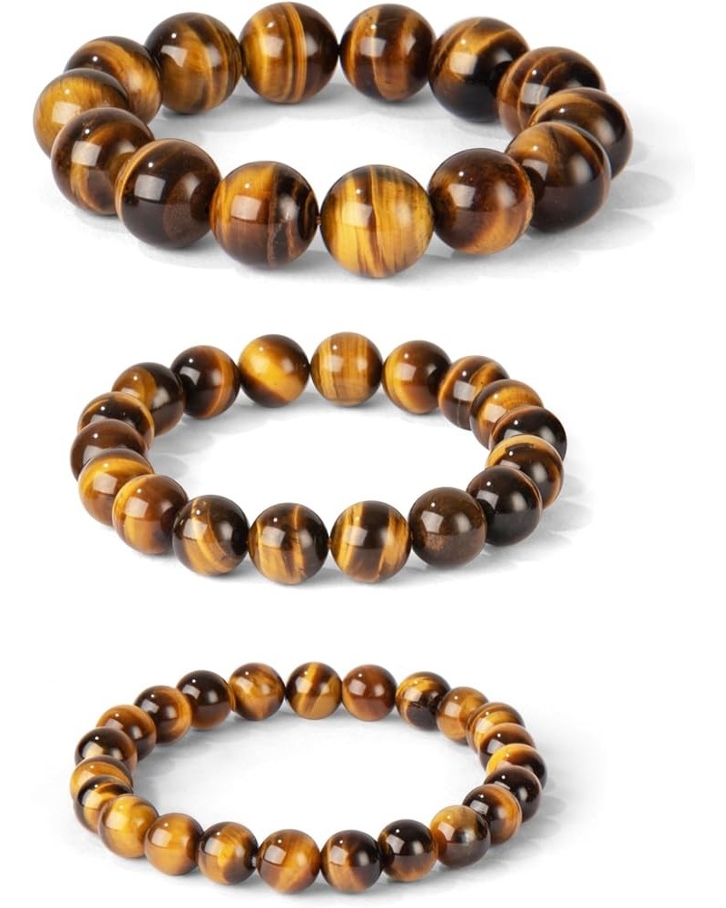 10mm/12mm Natural Gemstone Tiger Eye Stone Bracelet Healing Stretch Yoga Beaded Bracelet Suitable Gift for Men Women Boutique...