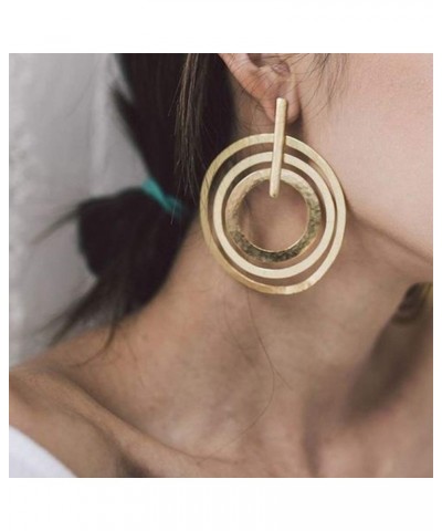 Large Circle Hoops Statement Earrings Boho Multi Loop Gold Geometric Earrings Women $7.01 Earrings