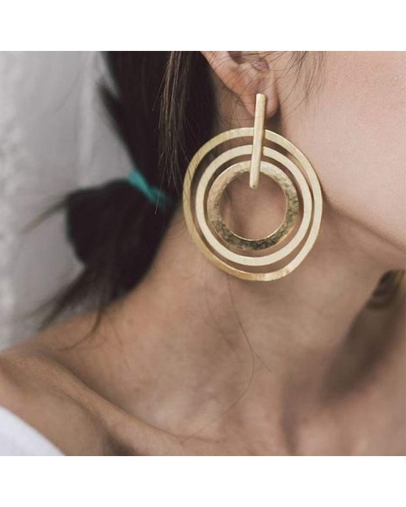 Large Circle Hoops Statement Earrings Boho Multi Loop Gold Geometric Earrings Women $7.01 Earrings