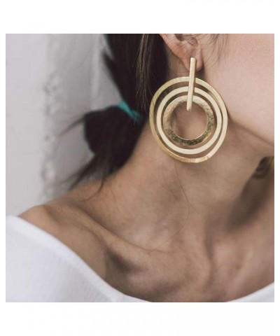 Large Circle Hoops Statement Earrings Boho Multi Loop Gold Geometric Earrings Women $7.01 Earrings