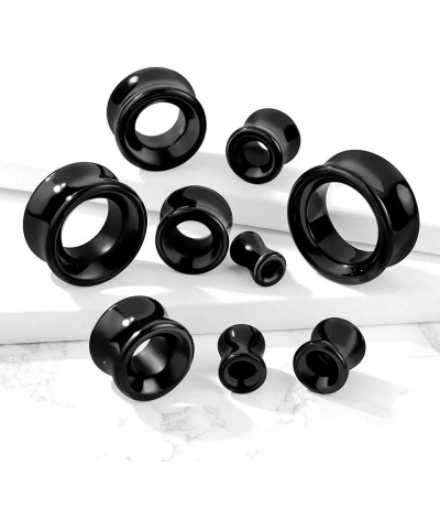 soscene Ear gauges ear plugs Black Obsidian Hollow Tunnels Organic Stone Double Saddle Ear Plugs 8mm-0 gauge $10.61 Others