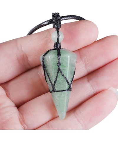 Pack of 2 Natural Healing Crystal Point Stone Pendant Necklaces for Women and Men, Reiki Chakra Dowsing Divination Pendulum, ...