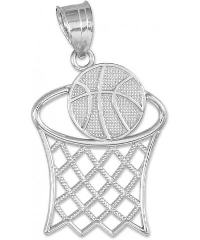 Sports Charms .925 Sterling Silver Basketball Hoop Pendant Necklace with Rolo Chain and Pendant only Pendant Only $17.69 Neck...