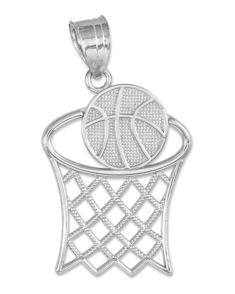 Sports Charms .925 Sterling Silver Basketball Hoop Pendant Necklace with Rolo Chain and Pendant only Pendant Only $17.69 Neck...