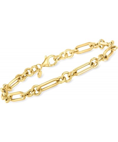 Italian 18kt Yellow Gold Cable-Link and Paper Clip Link Bracelet 7.0 Inches $210.00 Bracelets