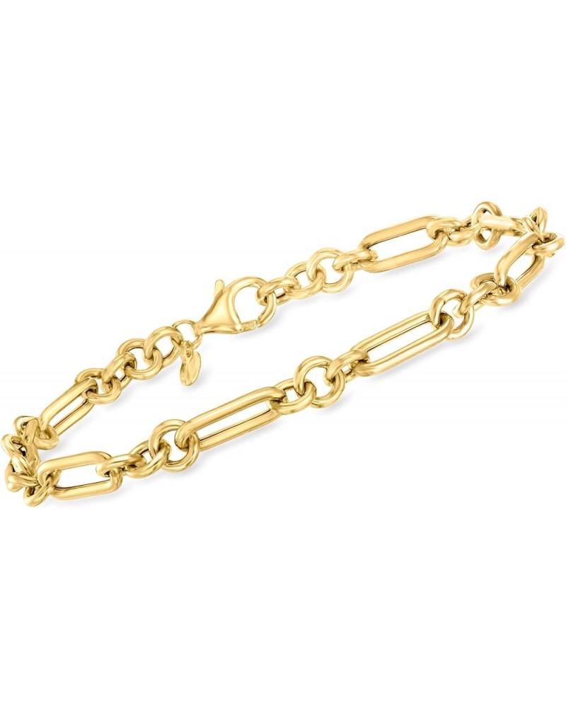 Italian 18kt Yellow Gold Cable-Link and Paper Clip Link Bracelet 7.0 Inches $210.00 Bracelets