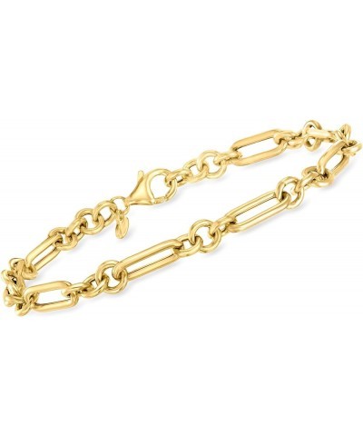 Italian 18kt Yellow Gold Cable-Link and Paper Clip Link Bracelet 7.0 Inches $210.00 Bracelets