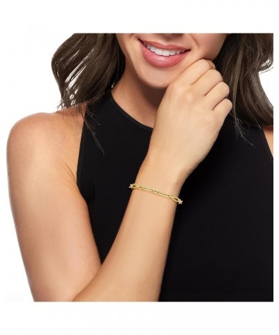 Italian 18kt Yellow Gold Cable-Link and Paper Clip Link Bracelet 7.0 Inches $210.00 Bracelets