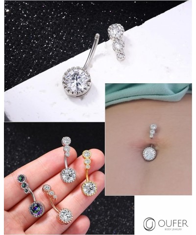 316L Surgical Steel Belly Button Rings, Clear CZ Navel Rings, Belly Rings, Belly Navel Piercing Jewelry, Belly Piercing Jewel...