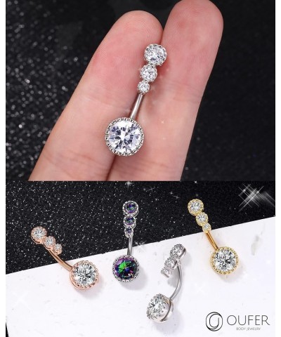 316L Surgical Steel Belly Button Rings, Clear CZ Navel Rings, Belly Rings, Belly Navel Piercing Jewelry, Belly Piercing Jewel...