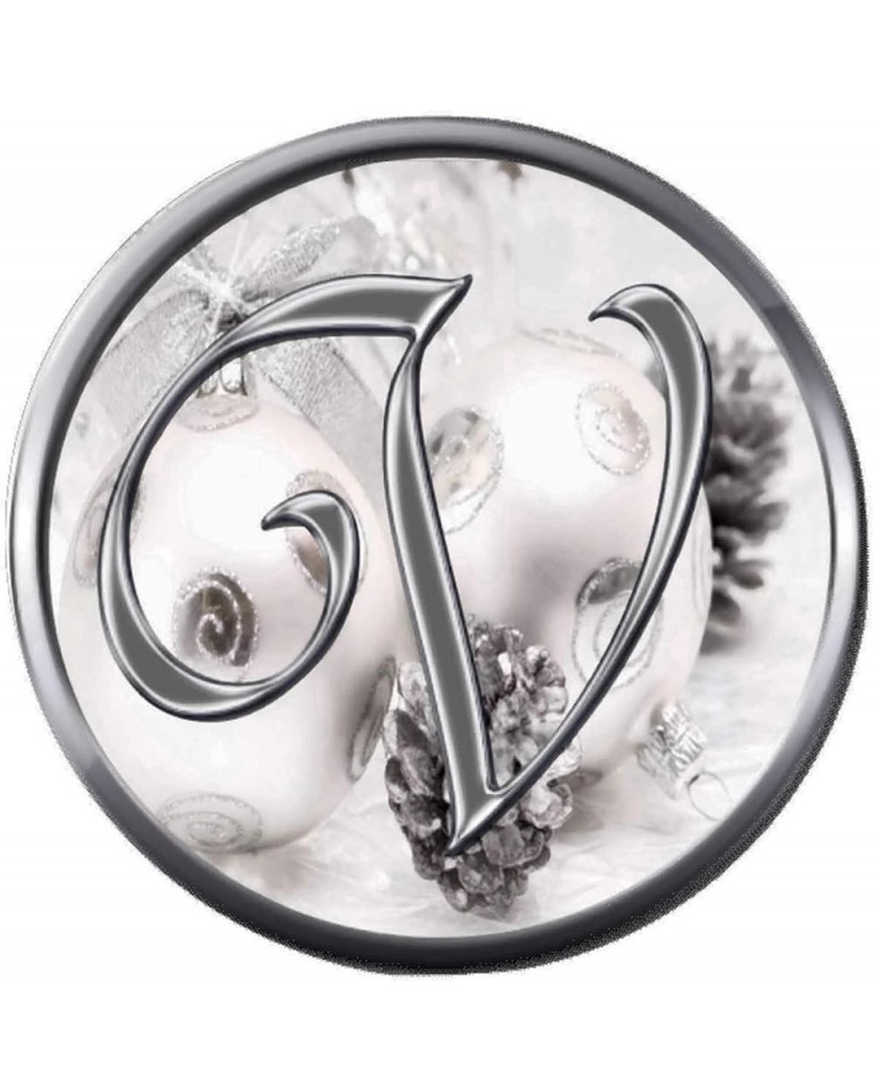 Snap Jewelry Charm Christmas Silver Ornament & Frosted Pine Cones Monogram Alphabet Letters A - Z for Winter Holidays 18MM - ...