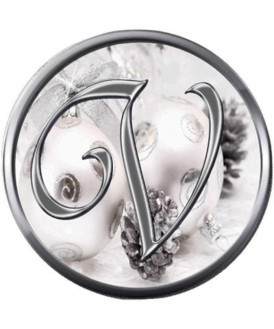 Snap Jewelry Charm Christmas Silver Ornament & Frosted Pine Cones Monogram Alphabet Letters A - Z for Winter Holidays 18MM - ...