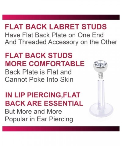 4Pcs 16g Labret Studs Lip Conch Bioflex Push In Monroe Ring Crystal Tragus Snake Spider Bites Bioflex Flexible 1/4 inch 6mm $...