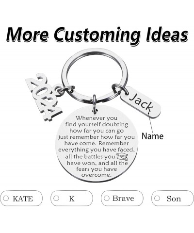 Class of 2024 Graduation Gift for Him Her Son Daughter Customized Inspirational Keychain for Teen Boy Girl Silver $7.01 Neckl...