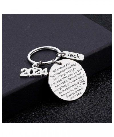 Class of 2024 Graduation Gift for Him Her Son Daughter Customized Inspirational Keychain for Teen Boy Girl Silver $7.01 Neckl...