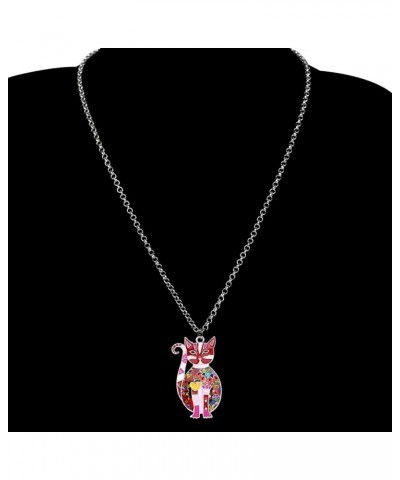 Enamel Alloy Cat Necklace Kitten Pendant Novelty Pets Jewelry Gifts for Women Girls Charms Cherry $9.59 Necklaces