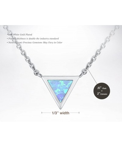 14K Gold Plated Created Opal Necklace | Opal Necklaces for Women White Gold / Blue Opal Triangle $9.69 Necklaces