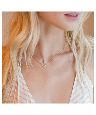 14K Gold Plated Created Opal Necklace | Opal Necklaces for Women White Gold / Blue Opal Triangle $9.69 Necklaces