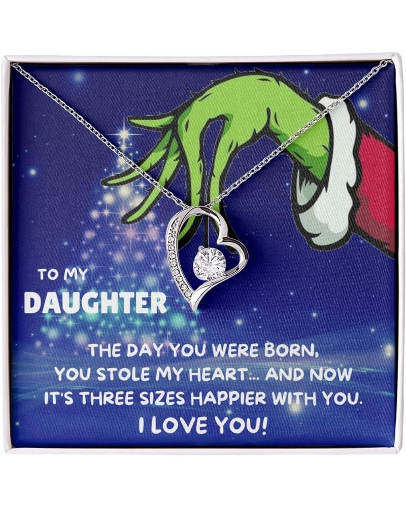 Grinch Necklace Gifts For Women Christmas Presents Jewelry Heart Pendant with Message Card and Gift Box for Wife Soulmate Gir...