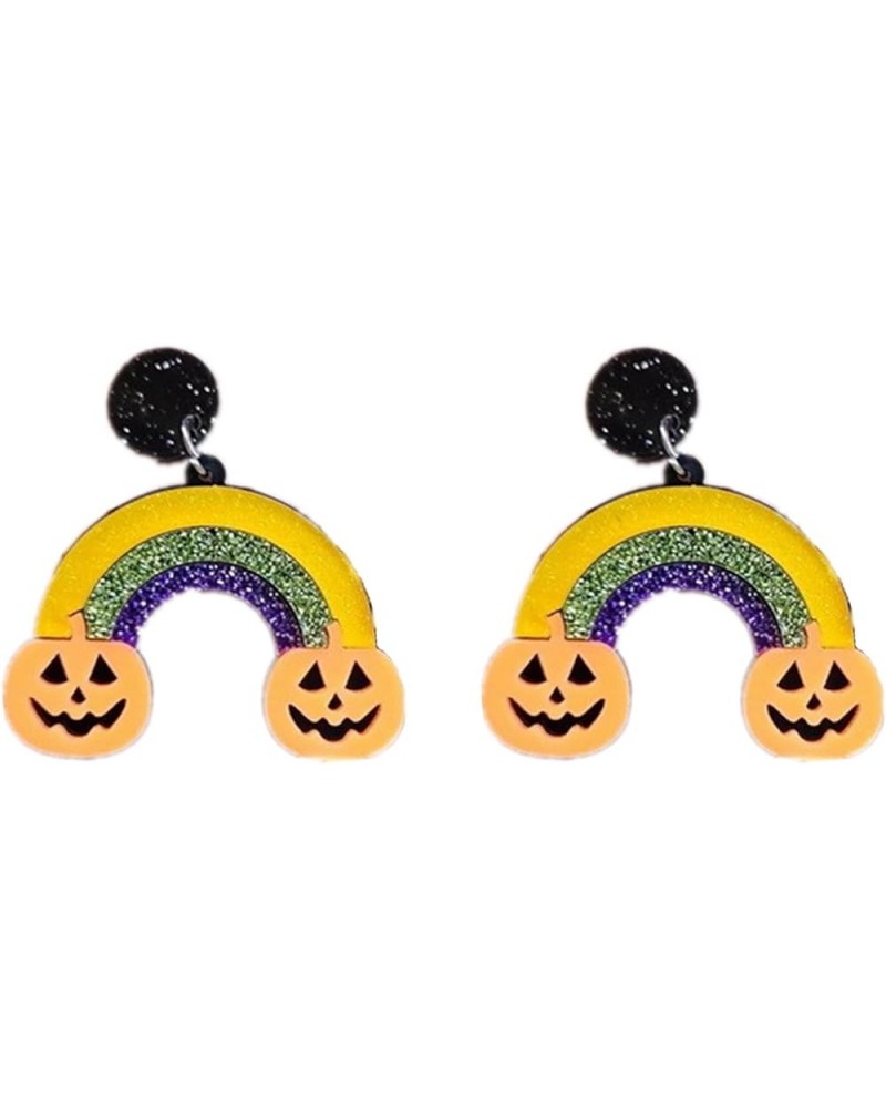 Rainbow Skull Flower Pumpkin Acrylic Stud Drop Dangle Earrings for Women Girl Jewelry Gifts Daisy Cutie Halloween Horror Funn...